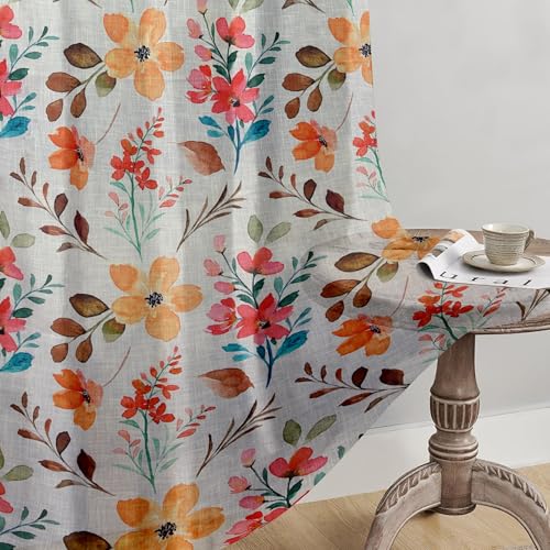 Image of Cortina Linen Polyester Printed Curtains Set of 2, Curtain for Doors Home Decor Items for Living Room Bedroom (Yellow, 9FT)