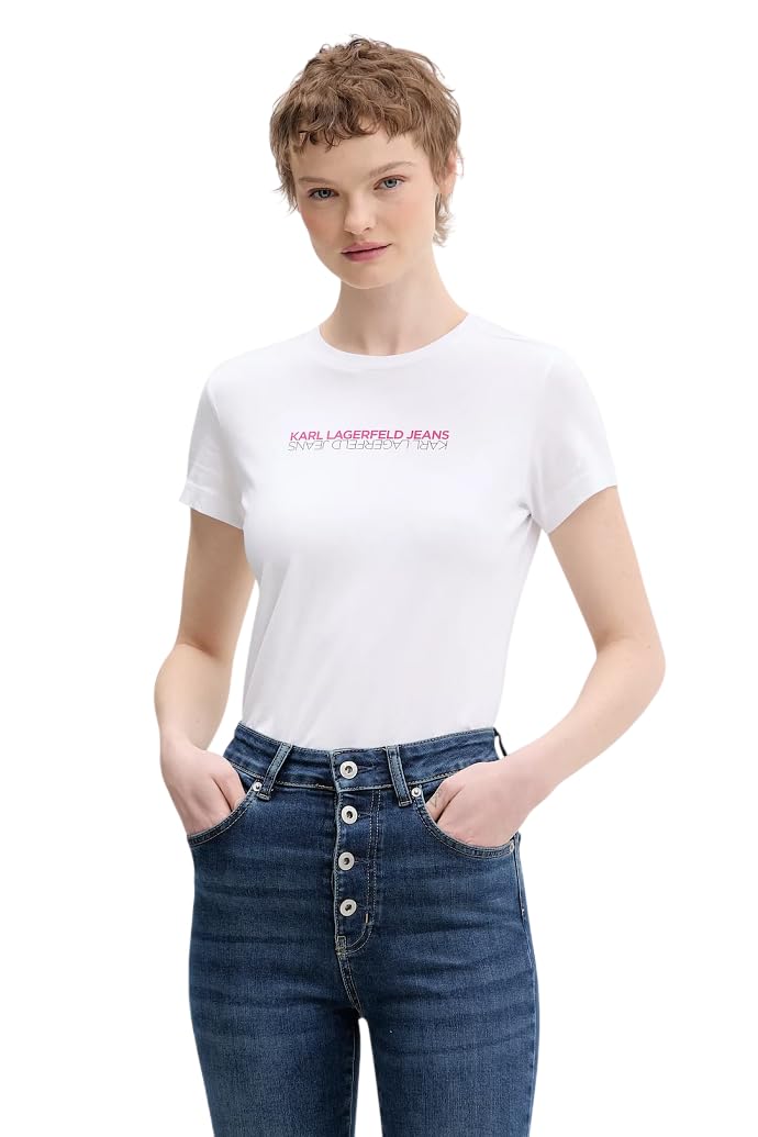 Karl Lagerfeld Jeans Damen Karl Lagerfeld Jeans, Women's, Slim Short Sleeve Reflection Tee, Slim Fit T-Shirt