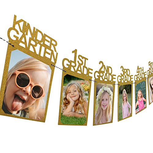 Image of Graduation Party Decorations 2026 2027 Photo Banner for Class of 2026 Decorations K-12 Photo Display for High School 5th 8th Grade Party Supplies Gold SG063GD