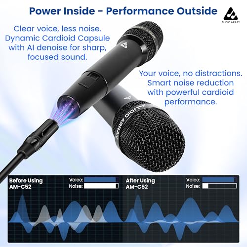 Image of Audio Array Premium Dynamic XLR to TRS Microphone | 24Bit /48kHz | Cardioid Pattern | Metal Body & 14mm Diaphragm 3M Cable | for Podcast, Streaming, Studio Recording & Gaming | AM-C52