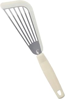 Beige Fish Spatula Turner,Silicone Edge Slotted Fish Spatulas for Kitchen,Flexible and Thin Stainless Steel Nonstick Cooking for Pancake