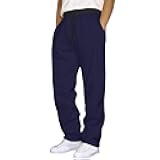 Mens Sweatpants Drawstring Waist Straight Wide Leg Baggy Pants Workout Athletic Sweatpants with Pocket