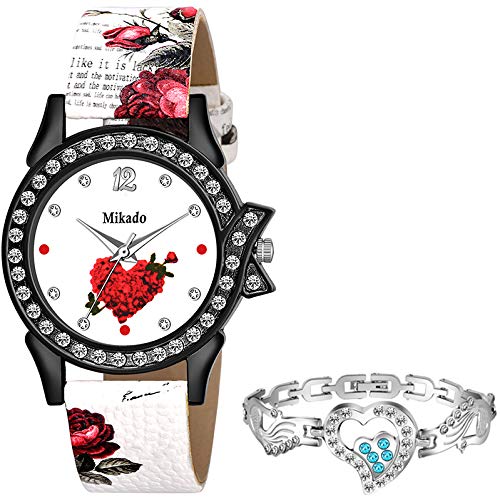 Mikado Womens Heart Bracelet and Analog Watch Combo (Multicolour) (B085B27XKB) Amazon Price History, Amazon Price Tracker