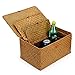 DOKOT Rectangular Handwoven Seagrass Storage Basket with Lid for Shelves and Home Organizer Bin, (M (12