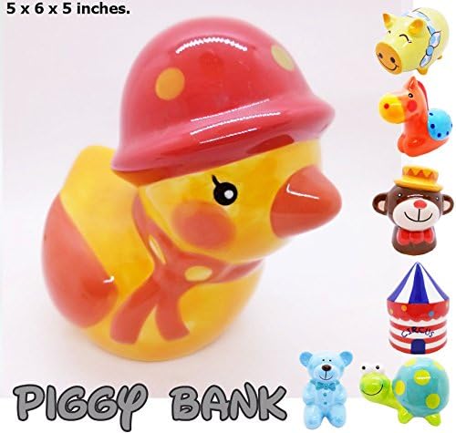 Miniatura 2 de Alcancía de pato de 5 pulgadas de alto, de cerámica, linda figurita de porcelana, estatua de animales de granja, decoración para coleccionar moneda