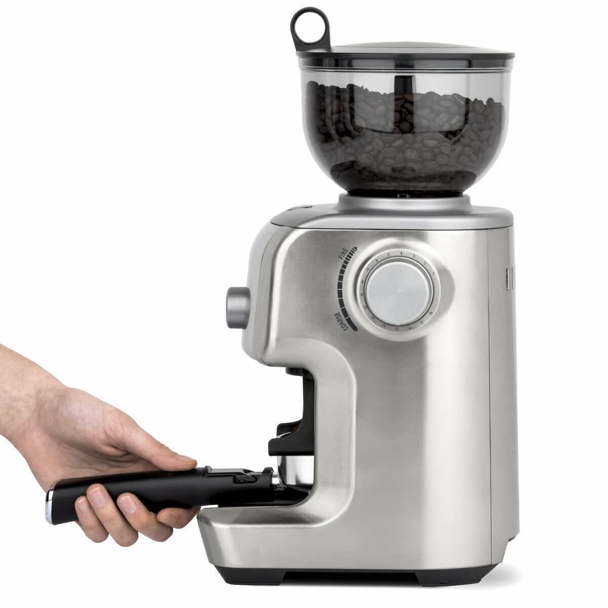 H.Koenig Molinillo de café eléctrico profesional GRD830, Trituradora pro, Sistema de molido cónico, 16 tamaños de molido, Potencia 130W, 400g, Molinillo extraíble, Cuerpo de aluminio, Fácil limpieza