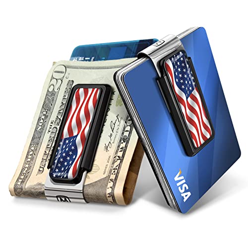 Patriotic USA American Flag Money Clip for Men (Black)