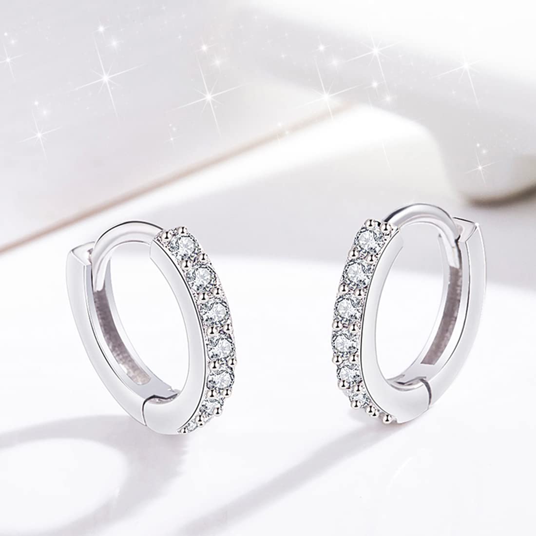 Orecchini a cerchio in argento da donna, 3 paia di orecchini a cerchio, ipoallergenici, piccoli orecchini a cerchio 10 mm