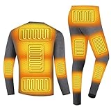 YAMNYSS Ropa Interior Térmica Térmica Eléctrica, Camiseta Calefactora Forrada De Vellón para Hombre Y Pantalón Calzoncillos Largos Cálidos para La Caza De Esquí,Gris,L