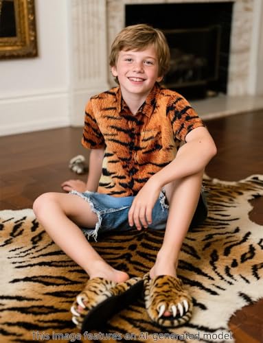 Image of COSLAND Boys' Animal Print Hawaiian Shirt Kids' Novelty Button Down Shirt, X-Small-Large