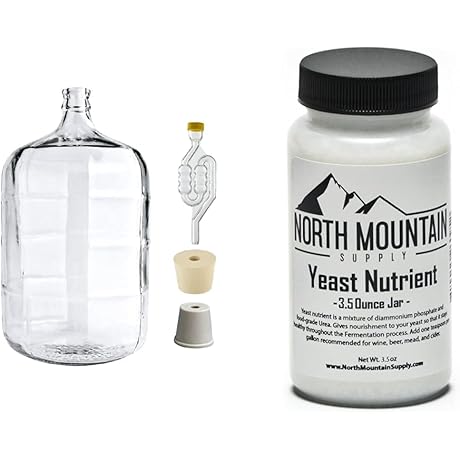 North Mountain Supply Essential 5 Gallon Italian Glass Carboy Fermenting Jug with Yeast Nutrient