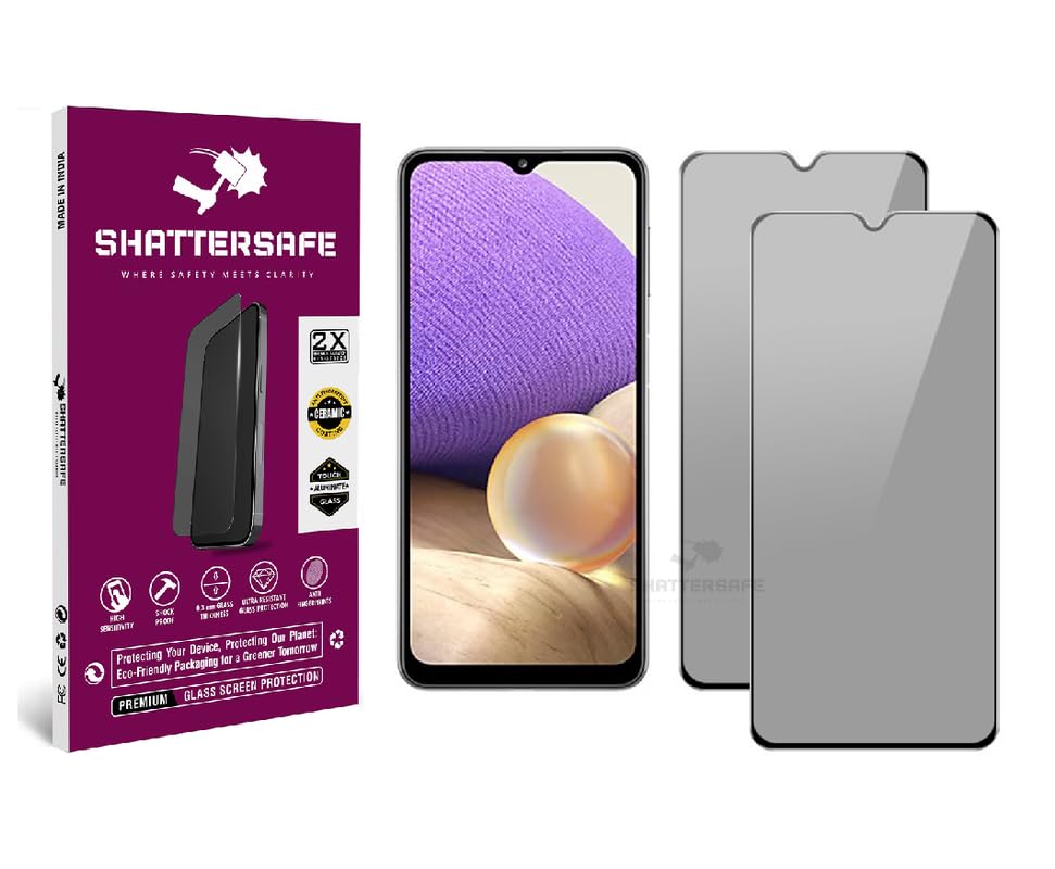 Image of Anti-Spy Privacy Tempered Glass Compatible For Samsung Galaxy A32 5G / A13 / A12 / A23 / M32 5G / M33 / M13 / M12 / M23 / F13 / F12 / F23 [Pack of 2]. Easy Installation Kit.