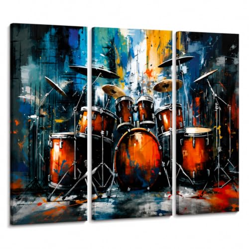 Image of Timber Acoustics Acoustic Art Wall Panels for Music Studio, PET Felt Sound Absorbing & Noise Absorber Panels for Wall, Acoustic Panels for Music Studio, 48 inchx32 inch (Drum Artwork, Set of 3)