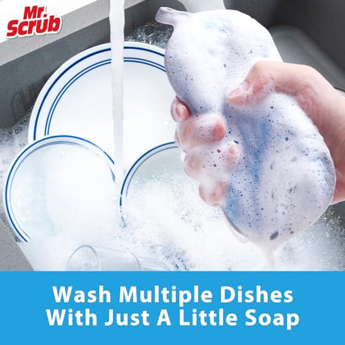 Image of Sponges Kitchen Dish Sponge for Washing Dishes Cleaning Kitchen, All-Purpose, 3 Pack, Non Scratch, Rough Scrubbers Side for Non-Stick Cookware, Soft Microfiber Scrub Side for Dishes, Mr. Scrub