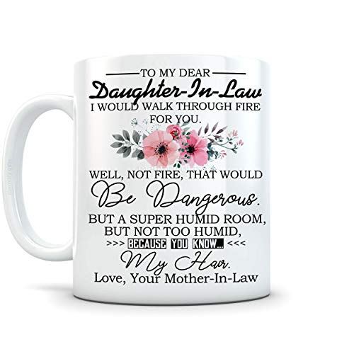 Best Seller memory gift - To My Daughter-In-Law Mug - I Would Walk Through Fire For You Coffee Mug - 11 OZ Ceramic Coffee Cup - Perfect Gift For Daughter, From Mother-In-Law, Daughter-In-Law Gifts, Valentine, VT7