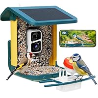 2K Vogelhaus mit Kamera, solarbetrieben, KI identifiziert über 10.000 Vogelarten, 1.8L, IP65 wasserdicht, 2,4 GHz/5 GHz, Vogelbox-Kamera mit Vollfarb-Nachtsicht, Geschenk für Vogelliebhaber