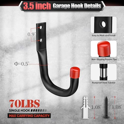 Nacial-24-Pack-Garage-Hooks-Heavy-Duty-35-Garage-Wall-Hook-with-EVA-Pads-100LBS-Capacity-Hooks-for-Hanging-Bikes-Kayak-Folding-Chairs-and-Hanging-Ladders
