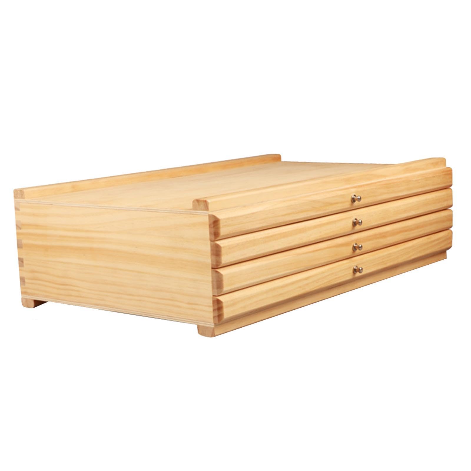 Boîte de rangement pour matériel d'artiste - Construction robuste en bois - Solution légère et portable pour efficacement les fournitures artistiques - Boîte de, Couleur bois, 4 tiroirs