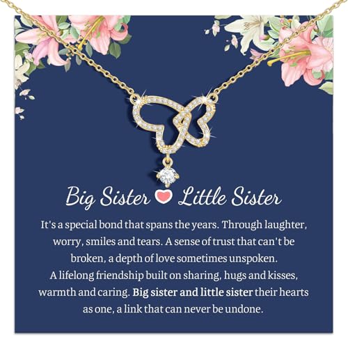 Image of Gifts for Mother Daughter Necklace -14K Gold Plated Interlocking Circles Zirconia Pendant Necklace, Dainty Mom Necklace for Women, Birthday Mother's Day Jewelry Gift for Her