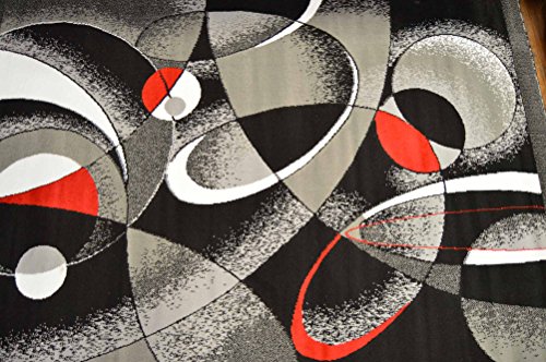 Rima Modern Abstract Contemporary 5X8 5X7 Colorful Luxury Rug For Bedroom, Living Room, Dining Room 2430 Grey #TOP3