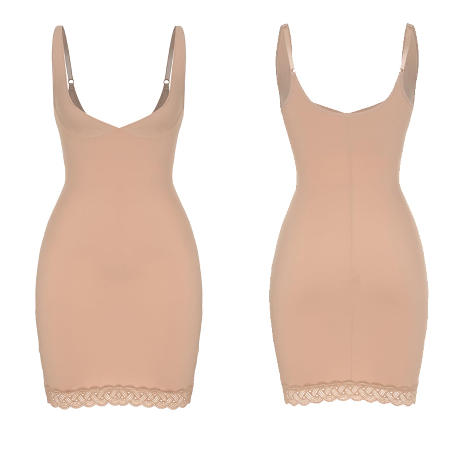 Vestido Moldeador para Mujer, Camisola con Control de Barriga, Vestido Completo con Encaje sin Costuras, Moldeador de Cuerpo Adelgazante