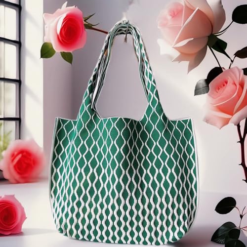 Women Crochet Shoulder Purse Large Capacity Ripple Hobo Tote Bucket Bag Underarm Shoulder Handbag For Daily Vacation4