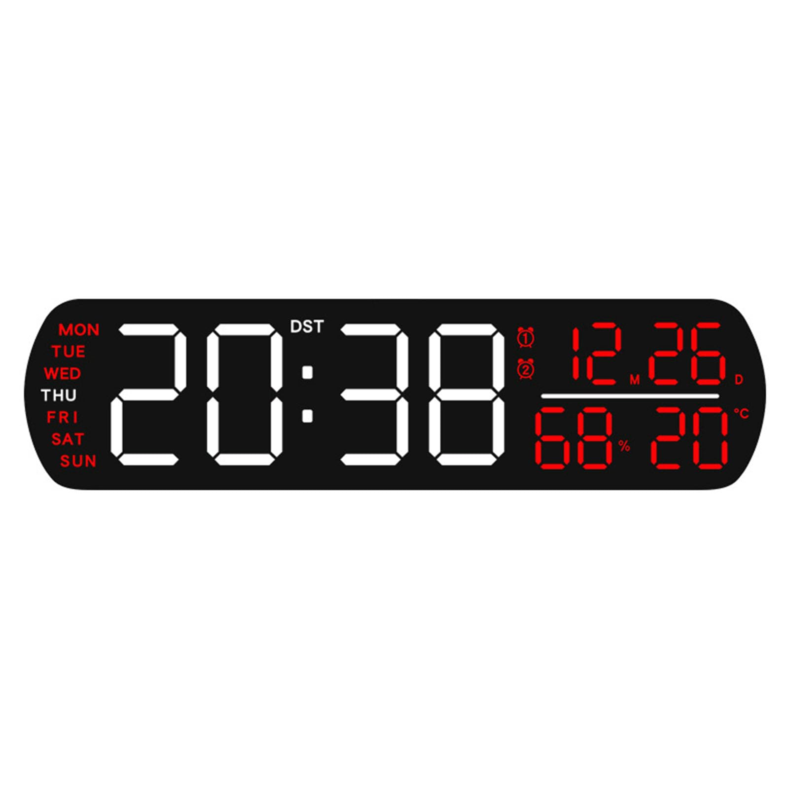 Piceioep Large Display Digital Clock Digital Wall Alarm Clock with Duals Alarm, Dimmer Date Temperature Wall Mounted Desk Clocks Clocks for Bedrooms