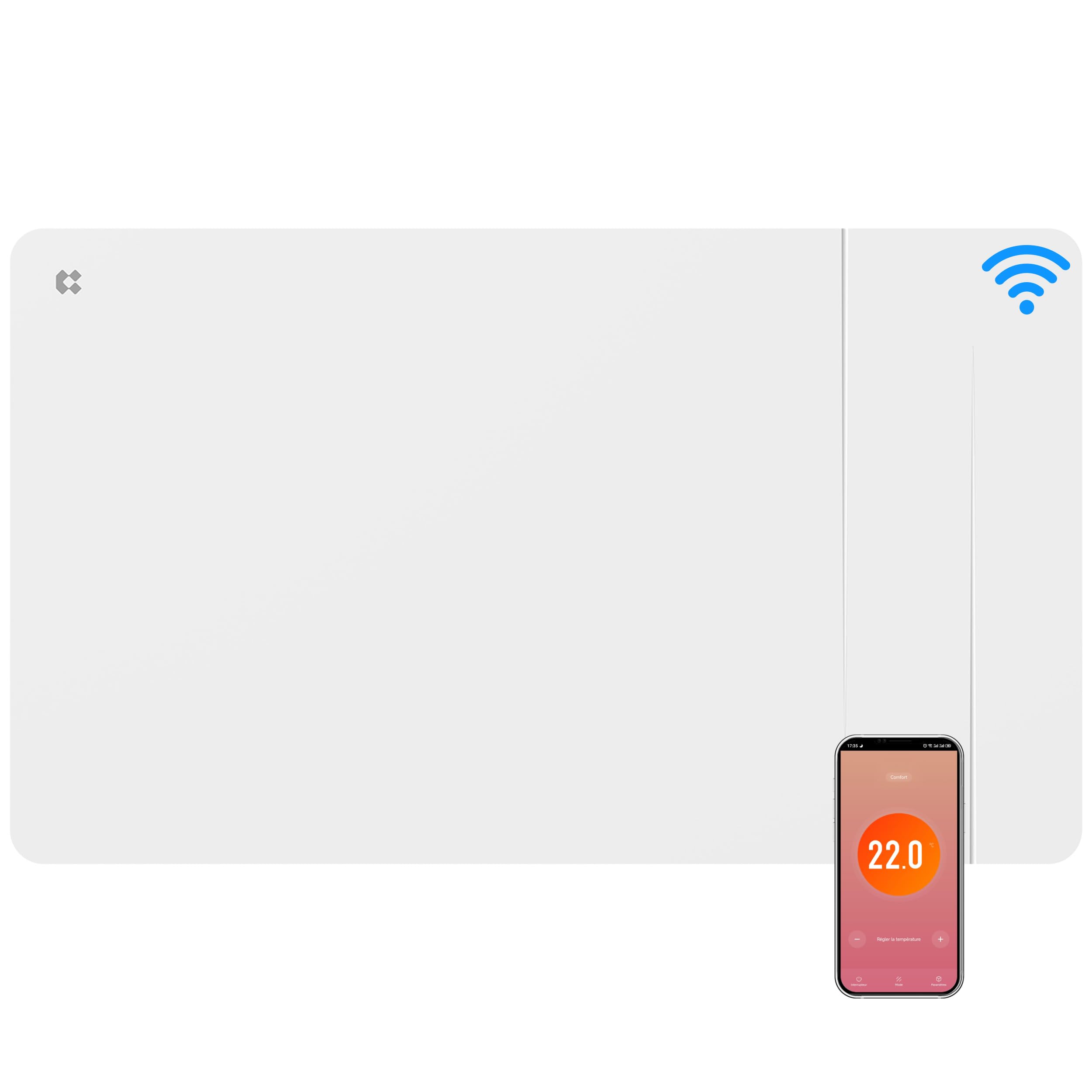 CIARRA Radiateur Céramique et Film Chauffant 1500W - WiFi Chauffage Mural Intelligent PID pour Salon/Salle de Bain (10-20㎡) - Chaleur Homogène - Anti-Gel - CBHTD15A-W