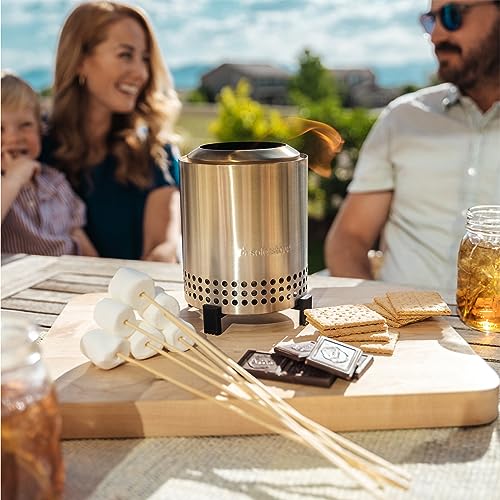 Image of Solo Stove Mesa, 5.1 Inch Tabletop Fire Pit with Stand - Smokeless, Stainless Steel Fire Pit for Camping, Outdoor & Patio- Wood Burning or Pellet Fueled Portable Bonfire, 1.4lbs, Water