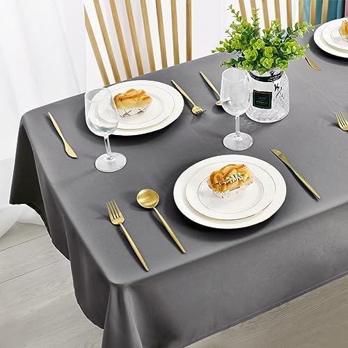 DWCN 2 Stück Hellgrau Tischdecke Fleckschutz Abwaschbar Waschbar 135x180cm – Ansicht 6