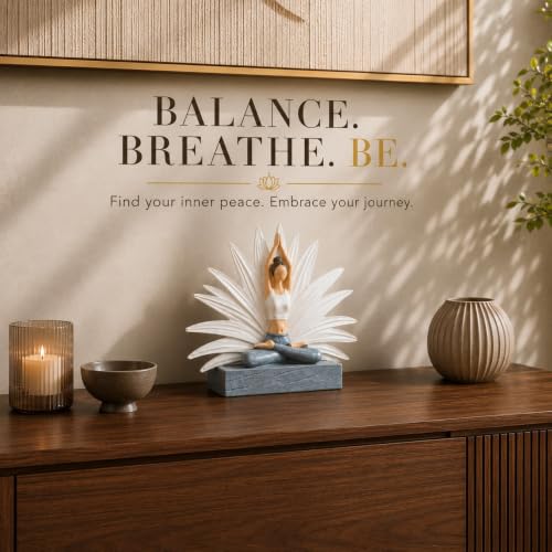 Image of ARMONIA Sukhasana Yoga Lady Showpiece | Premium Polystone YOG Figurine | Spiritual Sculpture for Living Room,Home Decor, Office Desk, Meditation Corner, Yoga Studio & Housewarming Gift | 10 Inches