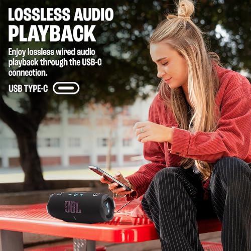 Image of JBL Charge 6, Powerful Pro Sound with AI Sound Boost Wireless Portable Bluetooth Speaker,28 Hrs Playtime, Auracast Multi-Speaker Connection, Built in Power Bank, IP68 Waterproof Black & Orange