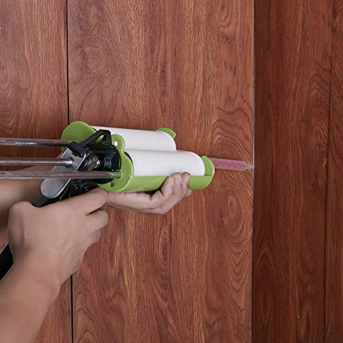 Manual Dual Caulking Gun, Dual Component Adhesive Applicator for Panel Bond with 2 Part Cartridge,1:1 Mix Ratio - Green
