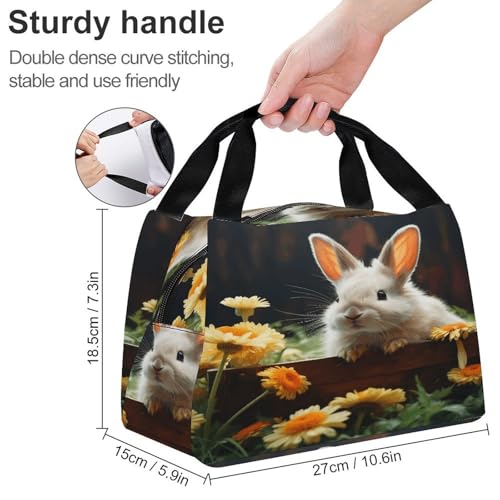 Adult Insulated Bags, Rabbit And Flower Printed Cooler Bags, Insulated Tote Bags, Grocery Tote Bags2