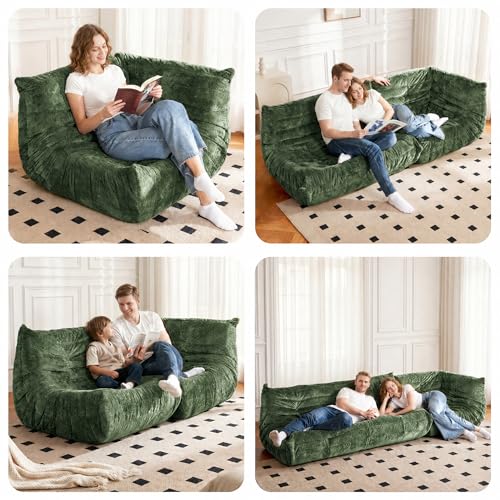 Image of Bean Bag Chair, Memory Foam Bean Bag Chairs for Adults, Fireside Corner Chair Lazy Floor Corner Sofa for Living Room, Bedroom, Dorm, Office(Green)