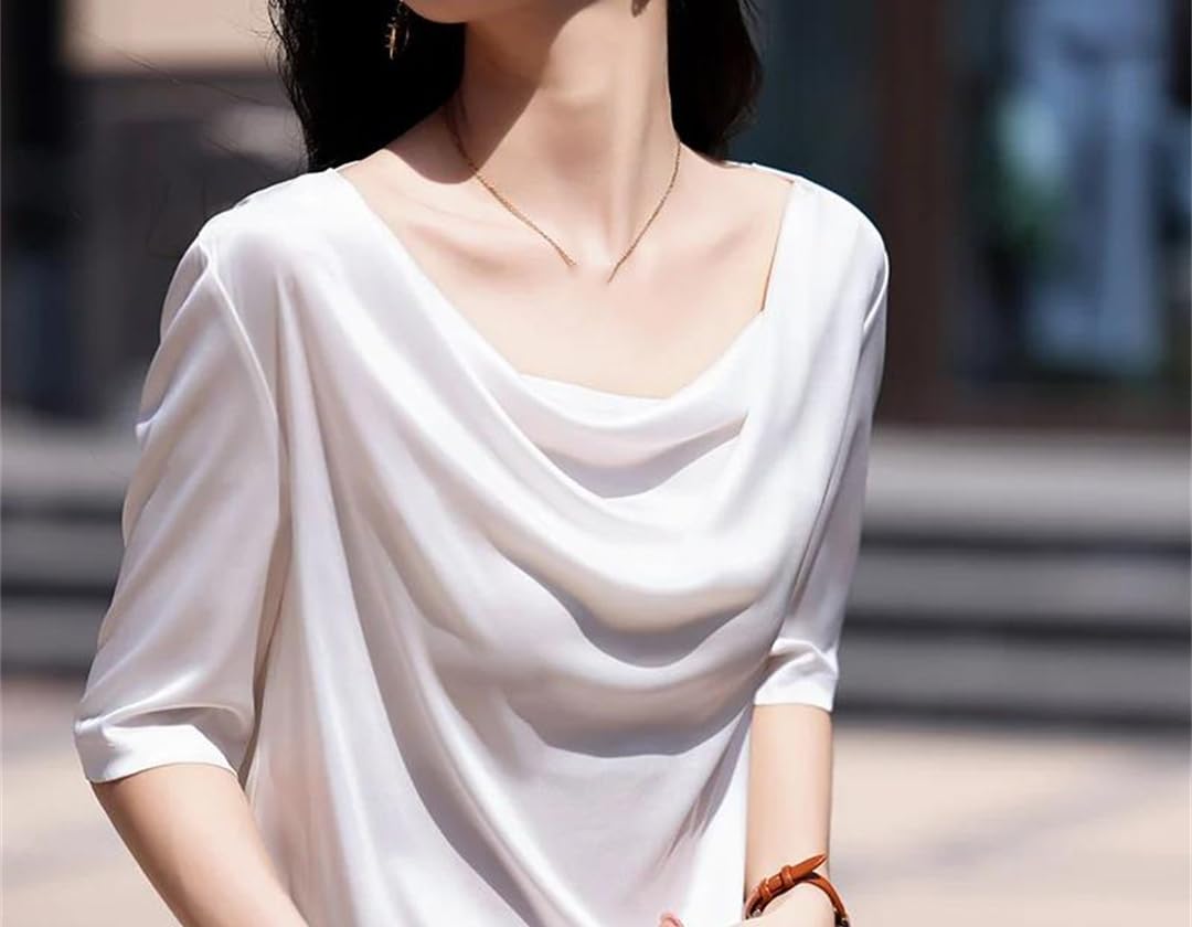 Maglietta estiva da donna casual tinta unita pullover a maniche corte T-shirt allentate in raso gilet top