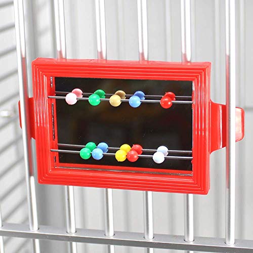Bonka Bird Toys 36407 Clip Mirror Red Small Colorful Parrotlet Quaker Cockatiel Conure Budgie