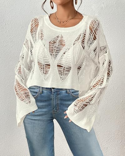 Bsubseach Crochet Cropped Tops for Women Spring Summer Knit Hollow Out Bathing Suit Beach Cover Up Tops 20252