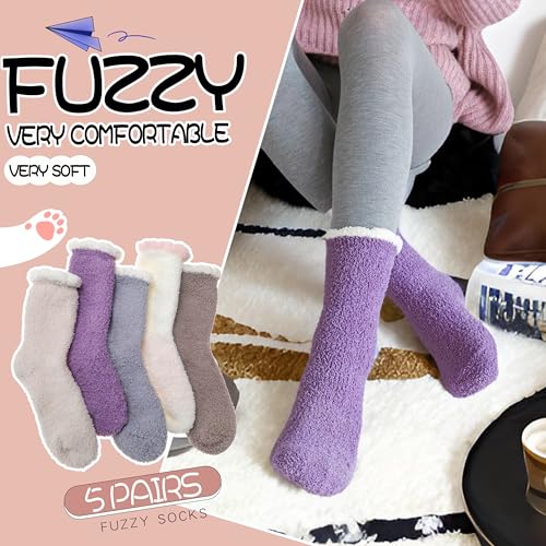 Image of EBMORE Womens Fuzzy Socks Fleece Fluffy Cabin Plush Warm Sleep Soft Cozy Winter Adult Socks