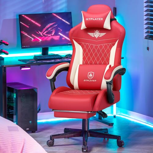 Sedia da gaming, ergonomica, in pelle PU con supporto lombare, sedia PC con schienale allargato, portata fino a 150 kg, colore rosso - Sedia gaming - Immagine 1