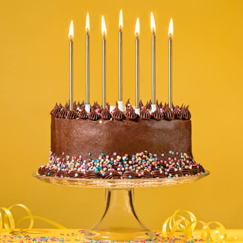 DONQL Birthday Cake Candles 24PCS, Tall Cake Candles, Long Birthday Candles, Thin Cupcake Candles with Holders for Birthday Cake Baby Shower Cake Wedding Party Decoration (24Pcs Champagne) - Image 5
