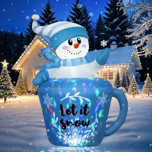 GUDELAK 150cm Aufblasbare Weihnachtsdeko Außen, Blau Aufblasbarer...