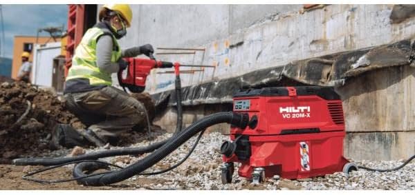 HILTI VC 20L-X connected to a HILTI power tool for dust extraction