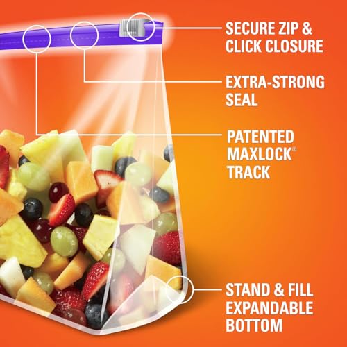 Image of 10 PCS Zip Lock Bag for Fridge | Slider Freezer Bags for Food Storage | Resealable Ziplock Pouch for Travel, Kitchen Organization | Freshness Easy Open Clear Bags BPA FREE -PURPLE-V963