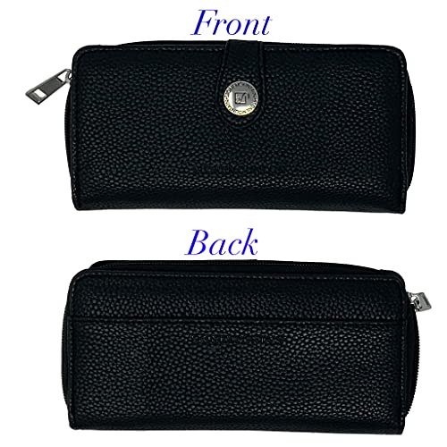 Stone Mountain Women's Leather Ludlow Clutch Wallet with Checkbook Cover Black