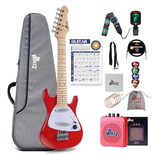 Winzz 30 Inch Kids Electric Guitar Beginner Kit, Junior 1/4 Size Mini Electric Guitar for Children...