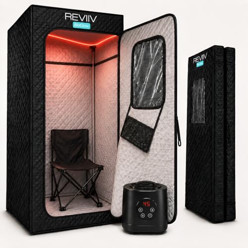 Portable Steam Sauna Box for Home 1500W Full Body Personal Sauna Tent + Chair Foldable XL 71 (Fits 62) 9 Heat Levels Steam Sauna for Weight Loss Muscle Recovery Skin Health & Detox BioGlow