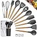 Lychee 12 Piezas Utensilios de Cocina de Silicona, Utensilios de Cocina de Silicona Resistentes al Calor,Espátula, Cuchara, Cucharón, Batidor, Pinza para Espagueti, Ella de Almacenamiento