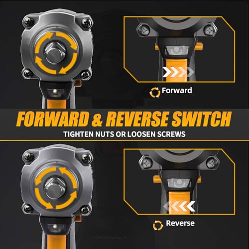 Image of Cordless 20V Impact Wrench Driver | 2x 4.0Ah Battery & Fast Charger | Impact Driver High Torque Brushless Impact Gun Includes LED Work Light Variable Speeds for Car | Truck RV | Mower