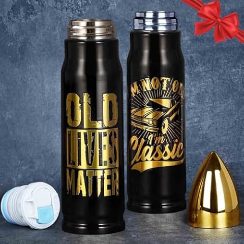 Funslive 17 oz Old Lives Matter American Flag Tumbler ＆ 17 oz I’m Not Old I‘m Classic Tumbler for Men Cover